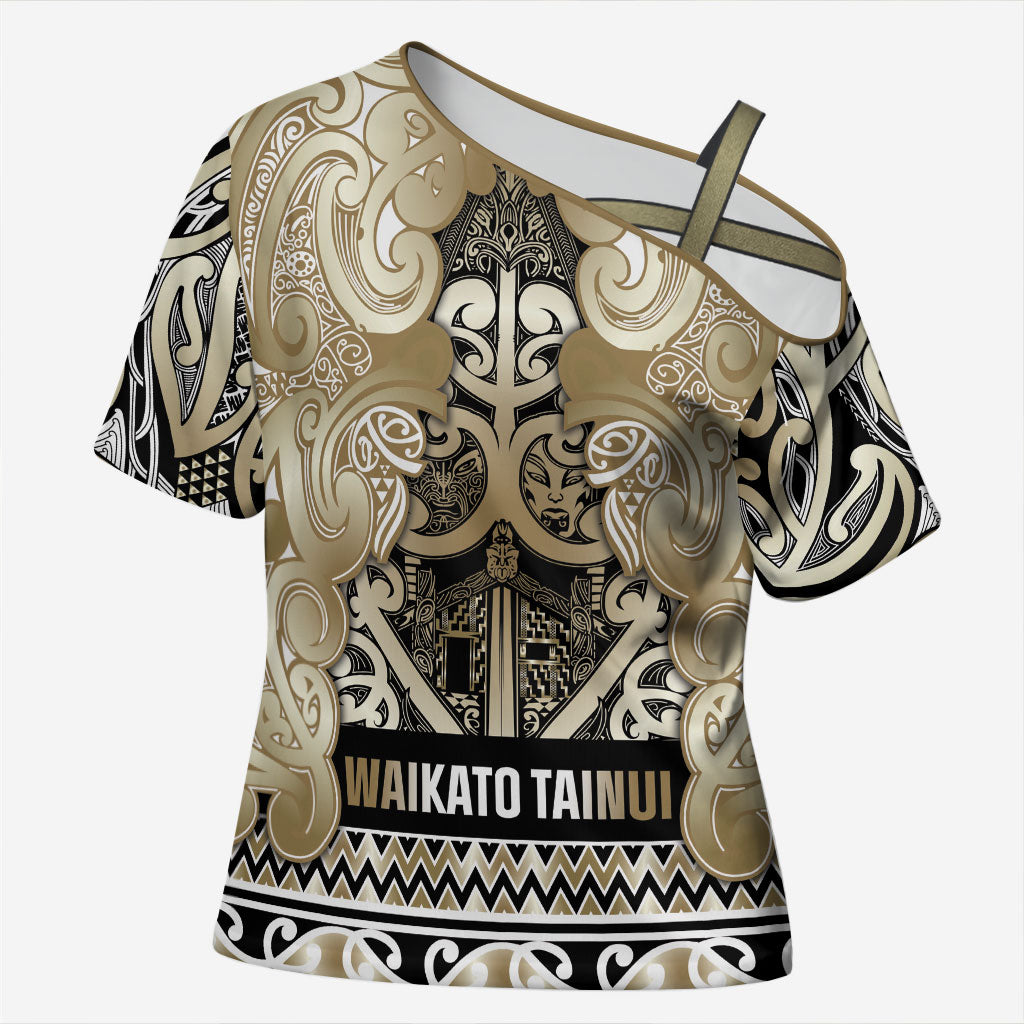 Aotearoa Iwi Waikato Tainui Cross Shoulder Shirt Maori Wharenui House Tribal Pattern