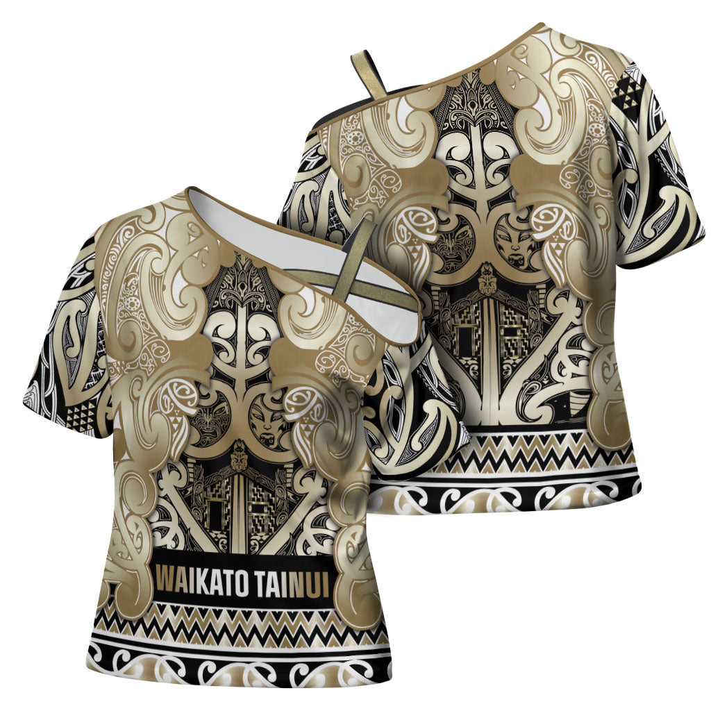Aotearoa Iwi Waikato Tainui Cross Shoulder Shirt Maori Wharenui House Tribal Pattern