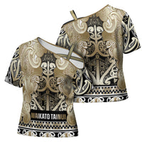 Aotearoa Iwi Waikato Tainui Cross Shoulder Shirt Maori Wharenui House Tribal Pattern