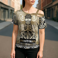 Aotearoa Iwi Waikato Tainui Cross Shoulder Shirt Maori Wharenui House Tribal Pattern