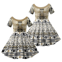 Aotearoa Iwi Waikato Tainui Family Matching Mermaid Dress and Hawaiian Shirt Maori Wharenui House Tribal Pattern