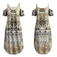 Aotearoa Iwi Waikato Tainui Family Matching Summer Maxi Dress and Hawaiian Shirt Maori Wharenui House Tribal Pattern