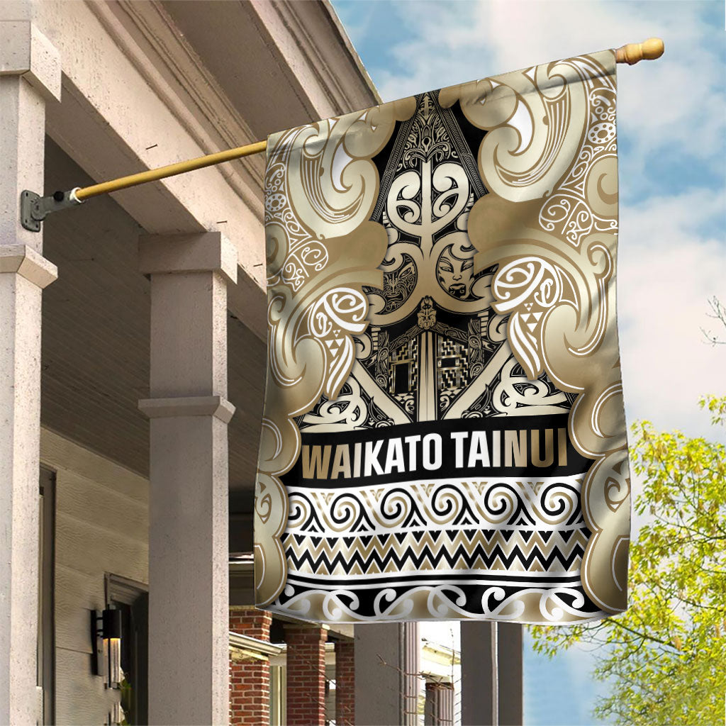 Aotearoa Iwi Waikato Tainui Garden Flag Maori Wharenui House Tribal Pattern LT9 House Flag Light Gold - Polynesian Pride