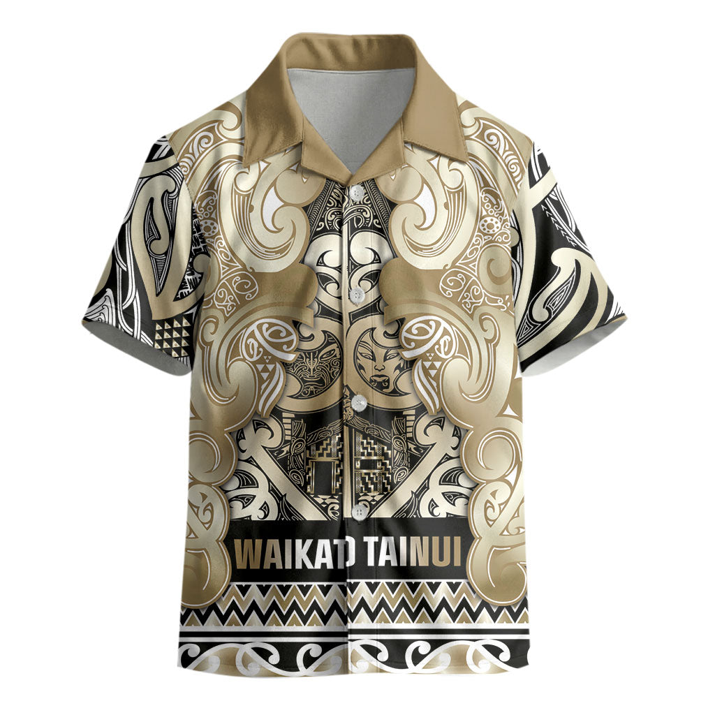 Aotearoa Iwi Waikato Tainui Kid Hawaiian Shirt Maori Wharenui House Tribal Pattern