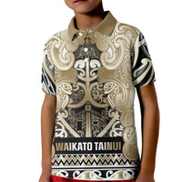 Aotearoa Iwi Waikato Tainui Kid Polo Shirt Maori Wharenui House Tribal Pattern