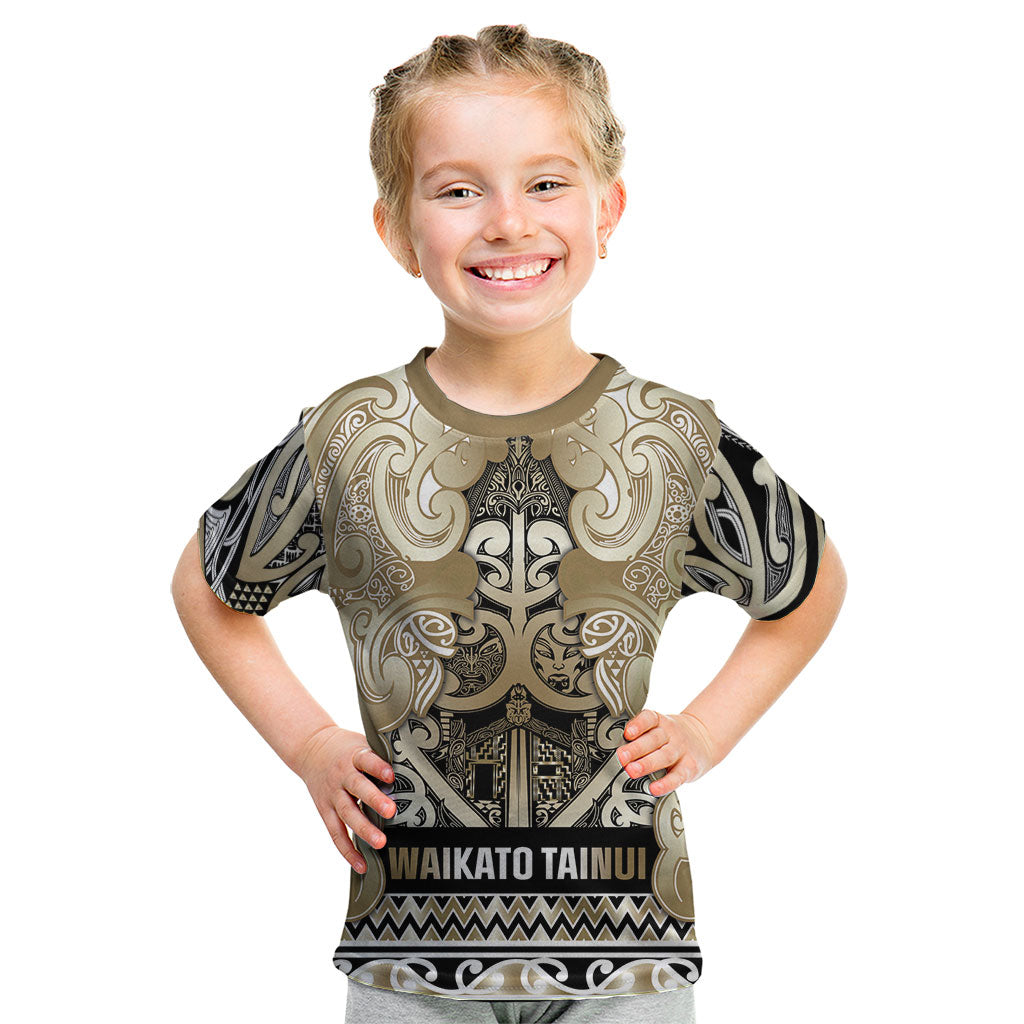 Aotearoa Iwi Waikato Tainui Kid T Shirt Maori Wharenui House Tribal Pattern