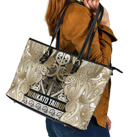 Aotearoa Iwi Waikato Tainui Leather Tote Bag Maori Wharenui House Tribal Pattern