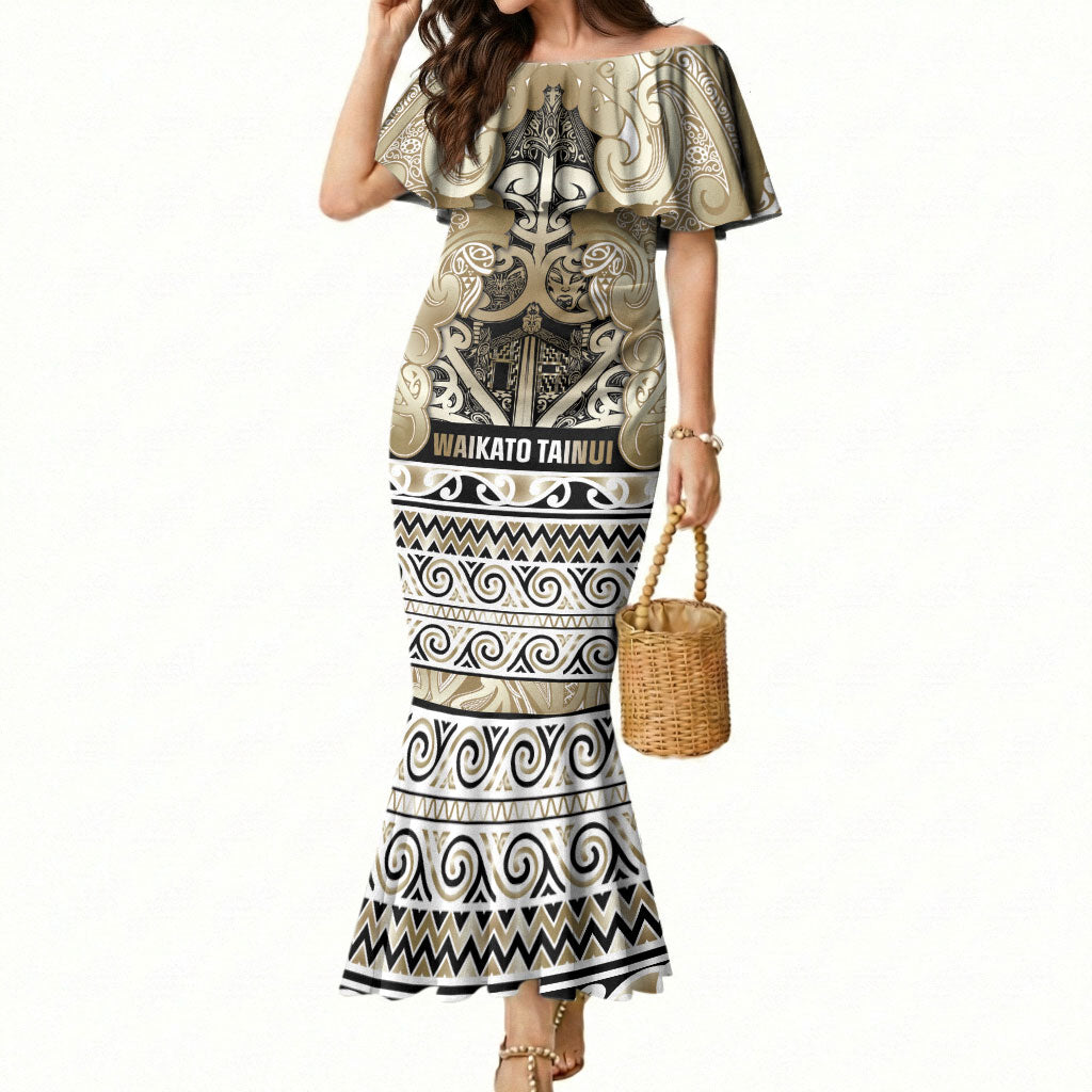 Aotearoa Iwi Waikato Tainui Mermaid Dress Maori Wharenui House Tribal Pattern