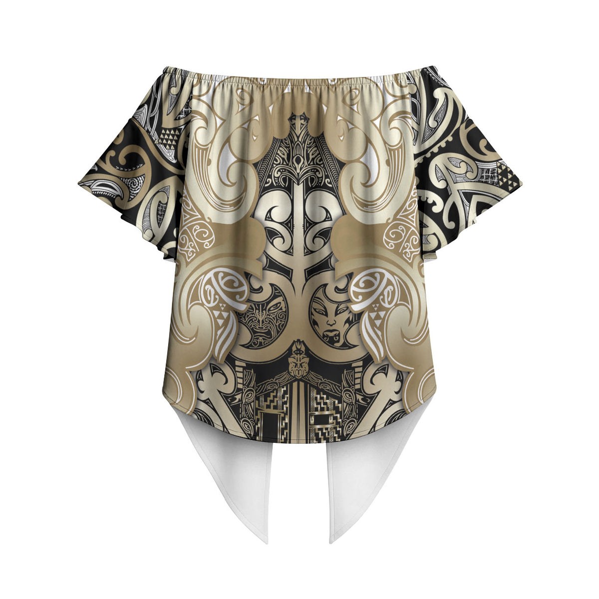 Aotearoa Iwi Waikato Tainui Off Shoulder Wrap Waist Top Maori Wharenui House Tribal Pattern