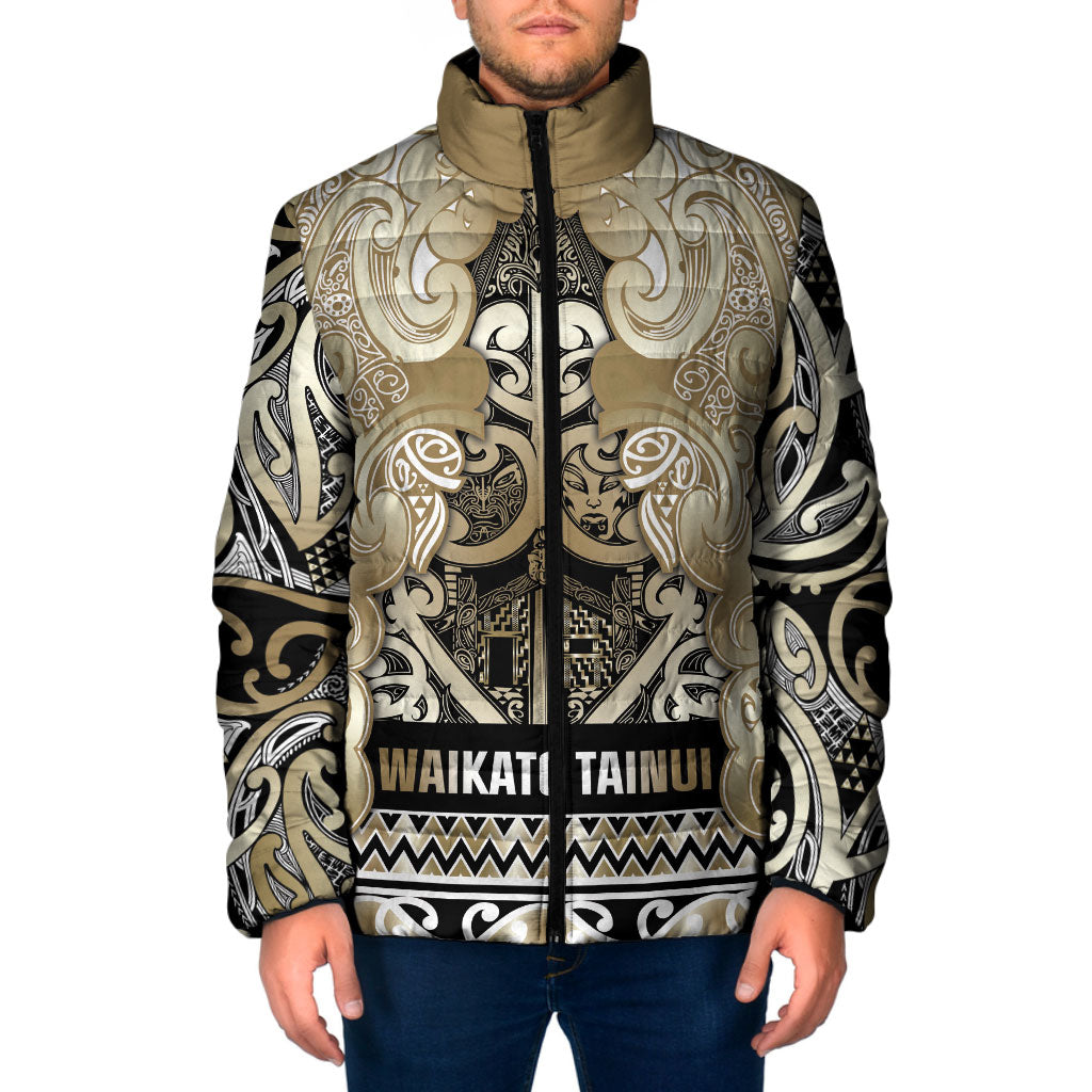 Aotearoa Iwi Waikato Tainui Padded Jacket Maori Wharenui House Tribal Pattern