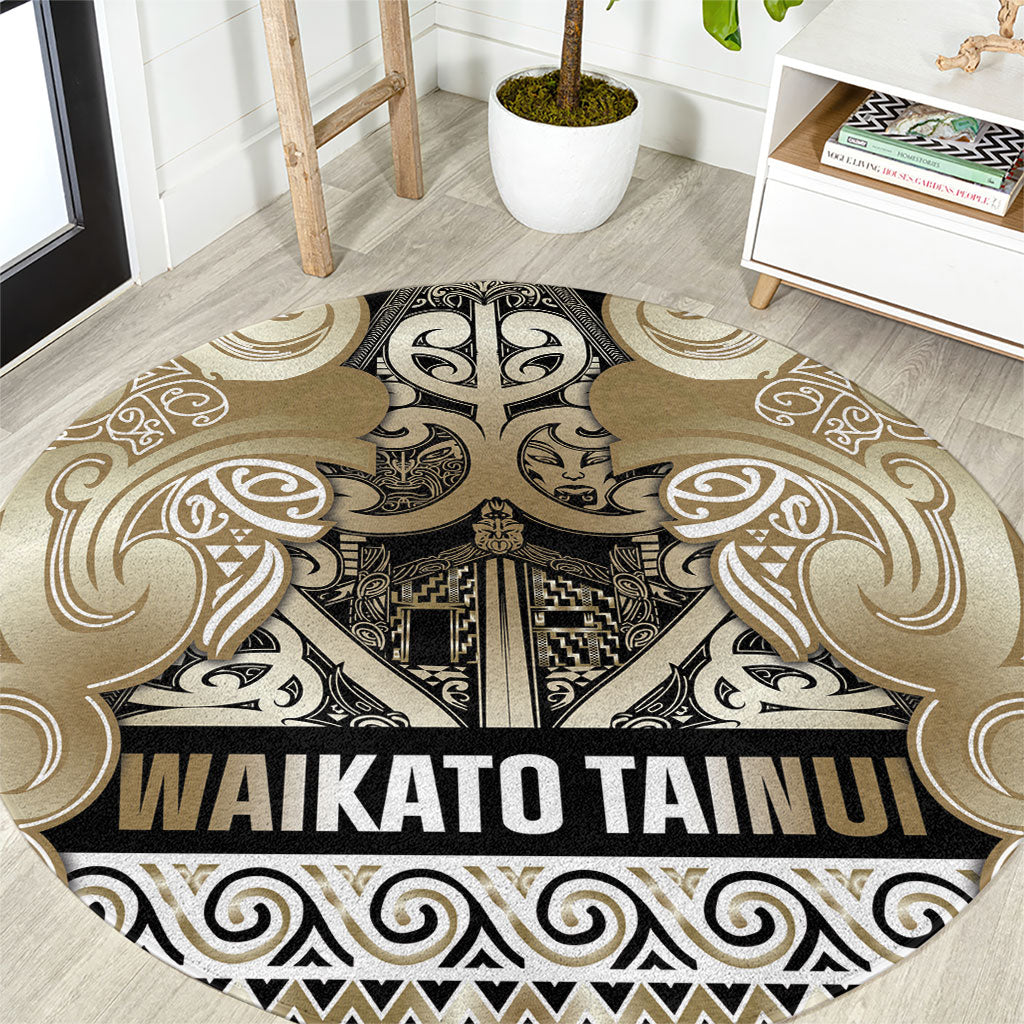 Aotearoa Iwi Waikato Tainui Round Carpet Maori Wharenui House Tribal Pattern