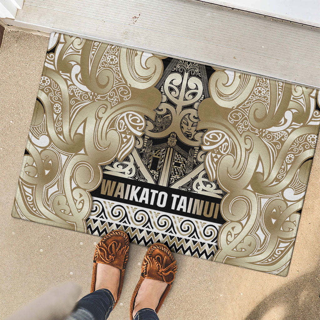 Aotearoa Iwi Waikato Tainui Rubber Doormat Maori Wharenui House Tribal Pattern