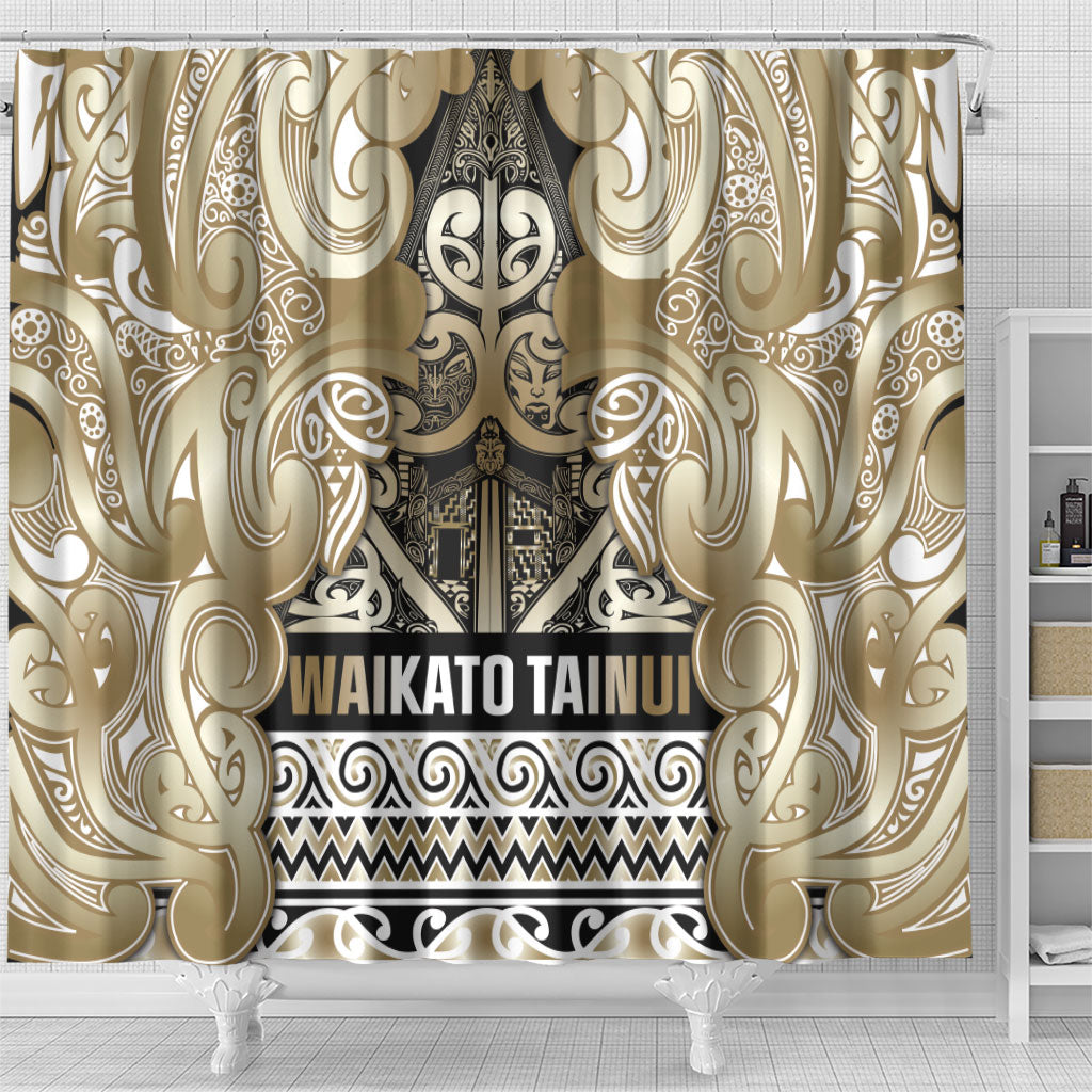 Aotearoa Iwi Waikato Tainui Shower Curtain Maori Wharenui House Tribal Pattern