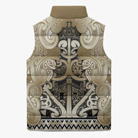 Aotearoa Iwi Waikato Tainui Sleeveless Puffer Jacket Maori Wharenui House Tribal Pattern