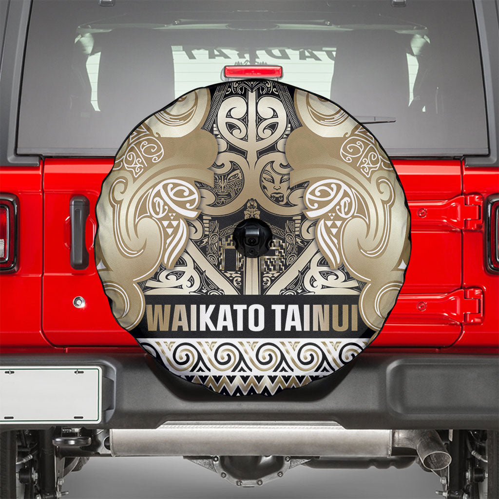 Aotearoa Iwi Waikato Tainui Spare Tire Cover Maori Wharenui House Tribal Pattern