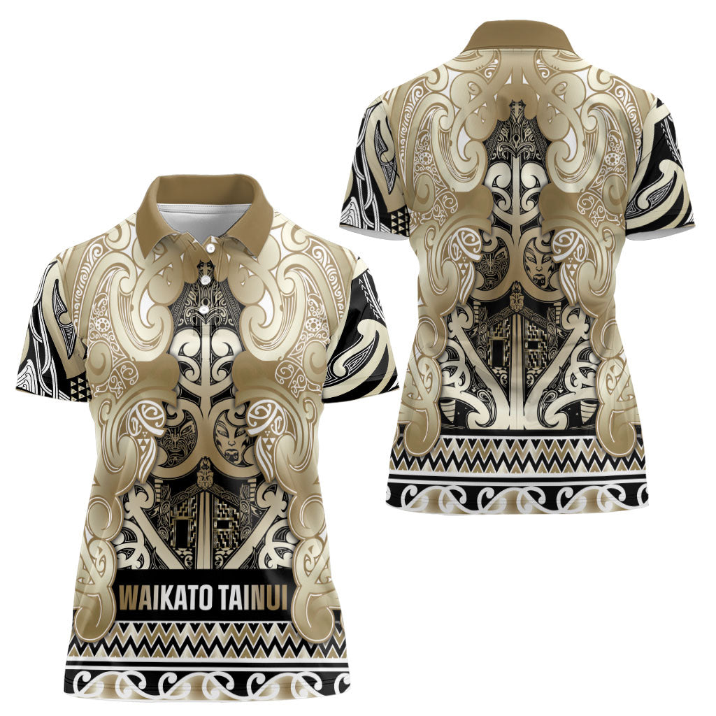 Aotearoa Iwi Waikato Tainui Women Polo Shirt Maori Wharenui House Tribal Pattern