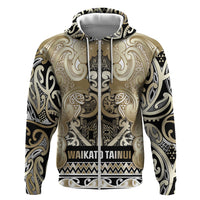 Aotearoa Iwi Waikato Tainui Zip Hoodie Maori Wharenui House Tribal Pattern