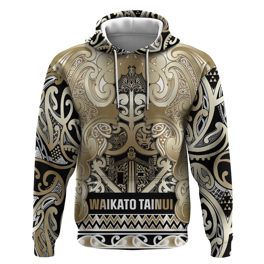 Aotearoa Iwi Waikato Tainui Zip Hoodie Maori Wharenui House Tribal Pattern