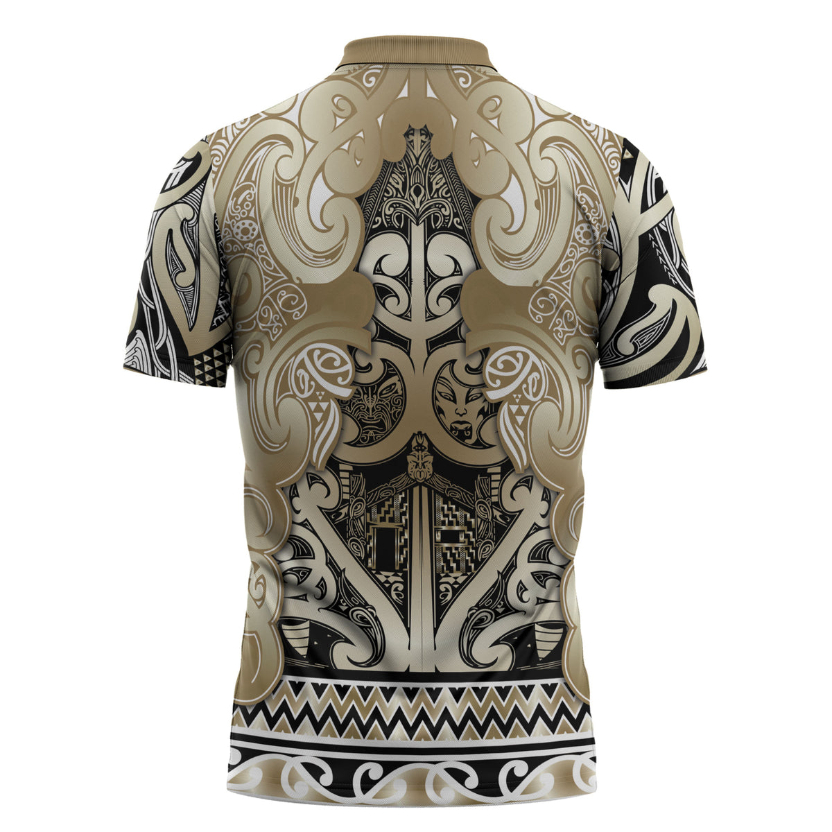 Aotearoa Iwi Waikato Tainui Zipper Polo Shirt Maori Wharenui House Tribal Pattern