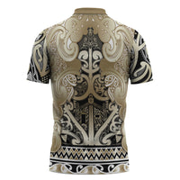 Aotearoa Iwi Waikato Tainui Zipper Polo Shirt Maori Wharenui House Tribal Pattern