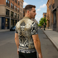 Aotearoa Iwi Waikato Tainui Zipper Polo Shirt Maori Wharenui House Tribal Pattern