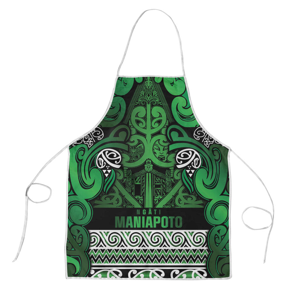 Aotearoa Iwi Ngati Maniapoto Apron Maori Wharenui House Tribal Pattern LT9 Dark green - Polynesian Pride