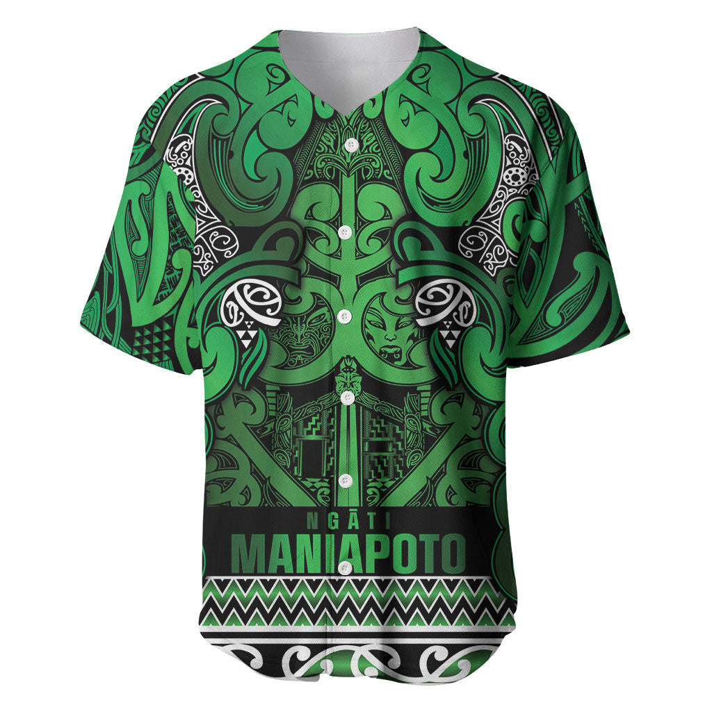 Aotearoa Iwi Ngati Maniapoto Baseball Jersey Maori Wharenui House Tribal Pattern LT9 Dark green - Polynesian Pride