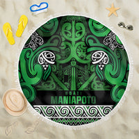 Aotearoa Iwi Ngati Maniapoto Beach Blanket Maori Wharenui House Tribal Pattern