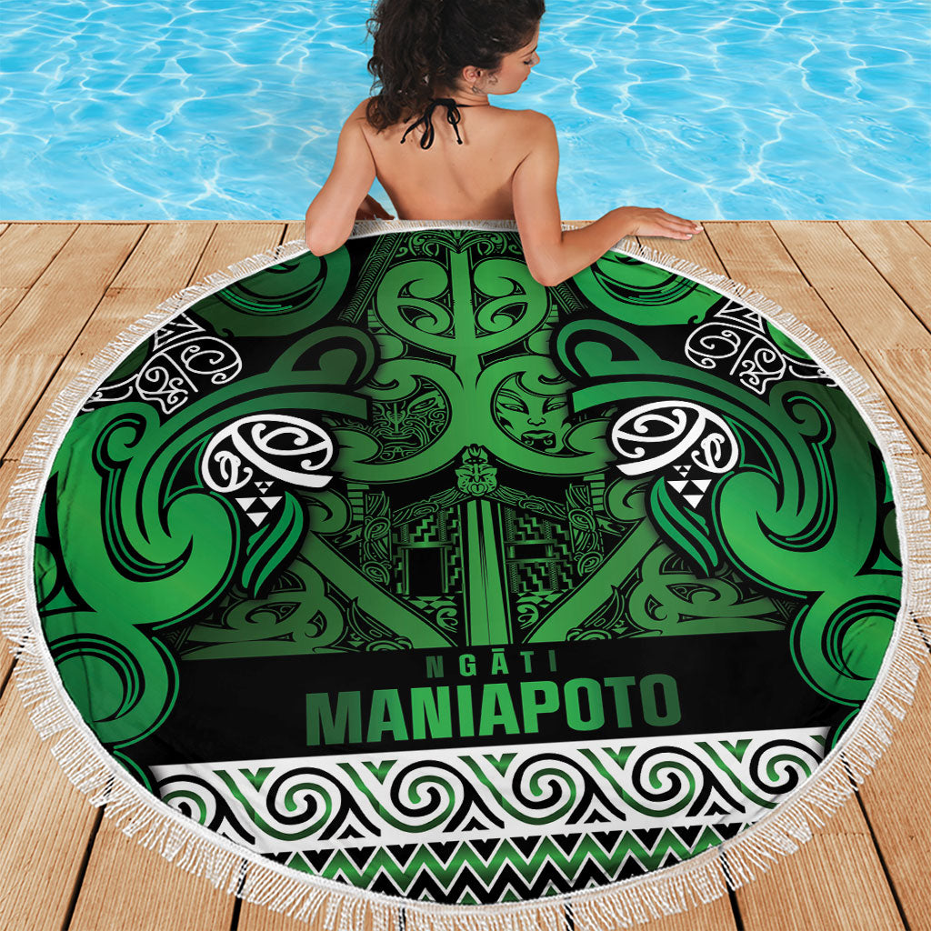 Aotearoa Iwi Ngati Maniapoto Beach Blanket Maori Wharenui House Tribal Pattern
