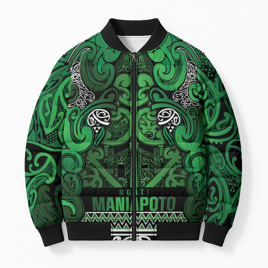 Aotearoa Iwi Ngati Maniapoto Bomber Puffer Jacket Maori Wharenui House Tribal Pattern