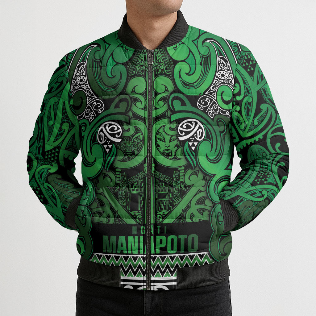Aotearoa Iwi Ngati Maniapoto Bomber Puffer Jacket Maori Wharenui House Tribal Pattern