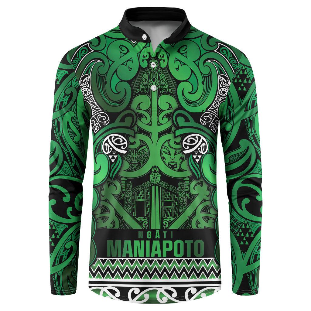 Aotearoa Iwi Ngati Maniapoto Button Sweatshirt Maori Wharenui House Tribal Pattern