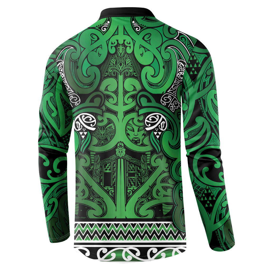 Aotearoa Iwi Ngati Maniapoto Button Sweatshirt Maori Wharenui House Tribal Pattern