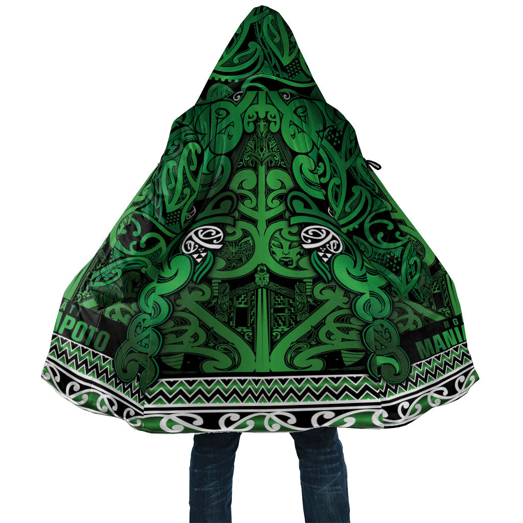 Aotearoa Iwi Ngati Maniapoto Cloak Maori Wharenui House Tribal Pattern LT9 Unisex Dark green - Polynesian Pride