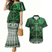 Aotearoa Iwi Ngati Maniapoto Couples Matching Mermaid Dress and Hawaiian Shirt Maori Wharenui House Tribal Pattern