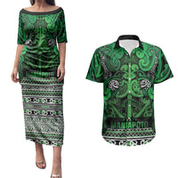 Aotearoa Iwi Ngati Maniapoto Couples Matching Puletasi and Hawaiian Shirt Maori Wharenui House Tribal Pattern
