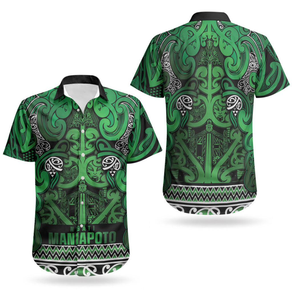 Aotearoa Iwi Ngati Maniapoto Couples Matching Puletasi and Hawaiian Shirt Maori Wharenui House Tribal Pattern