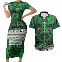 Aotearoa Iwi Ngati Maniapoto Couples Matching Short Sleeve Bodycon Dress and Hawaiian Shirt Maori Wharenui House Tribal Pattern