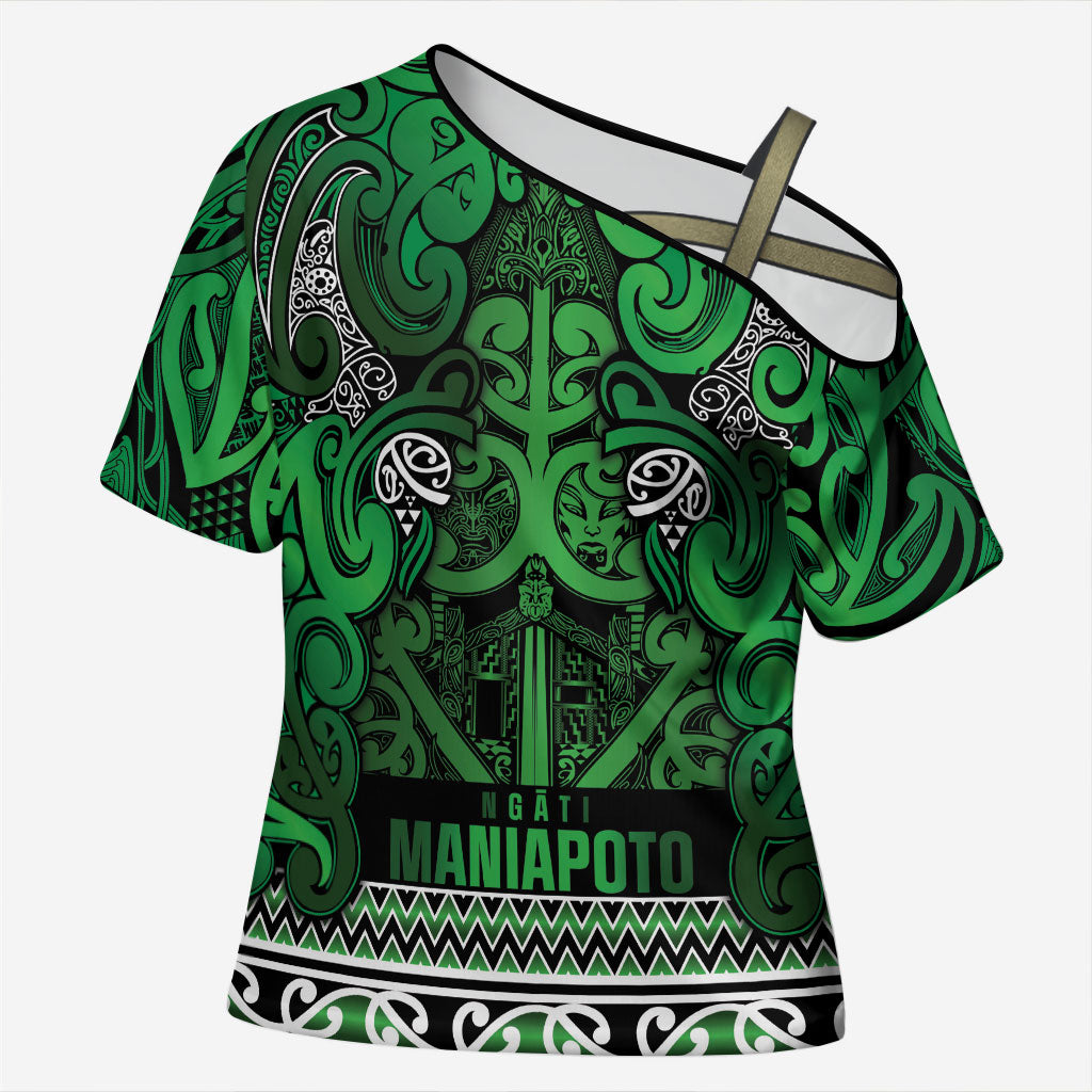 Aotearoa Iwi Ngati Maniapoto Cross Shoulder Shirt Maori Wharenui House Tribal Pattern