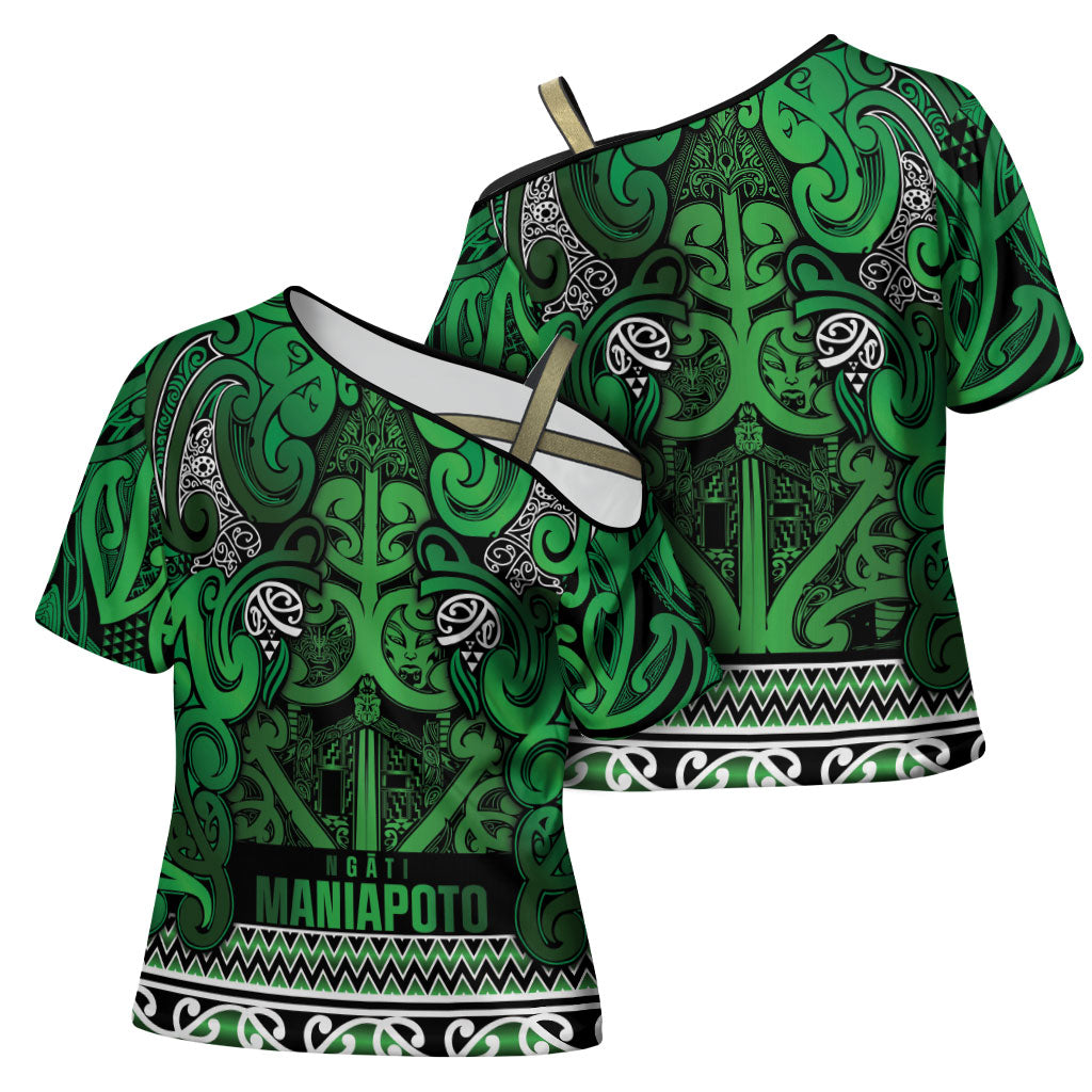 Aotearoa Iwi Ngati Maniapoto Cross Shoulder Shirt Maori Wharenui House Tribal Pattern