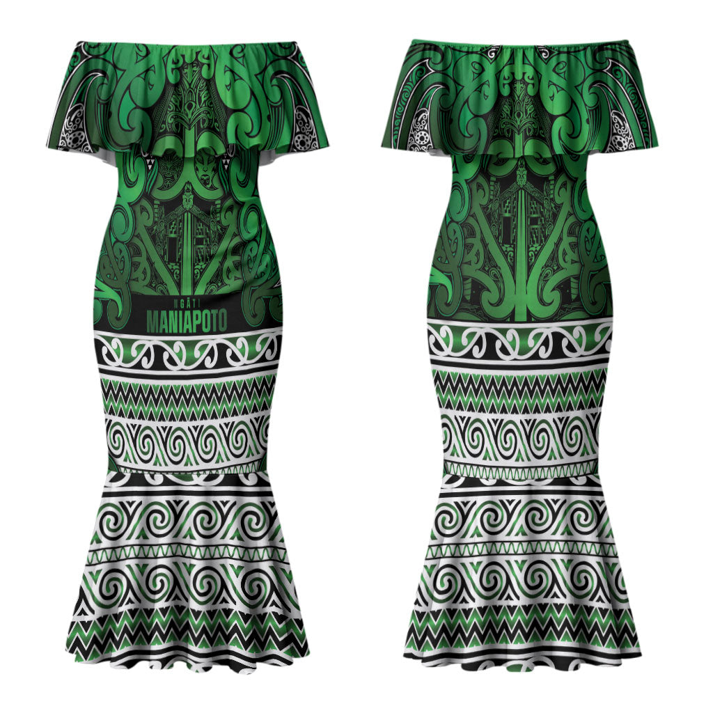 Aotearoa Iwi Ngati Maniapoto Family Matching Mermaid Dress and Hawaiian Shirt Maori Wharenui House Tribal Pattern