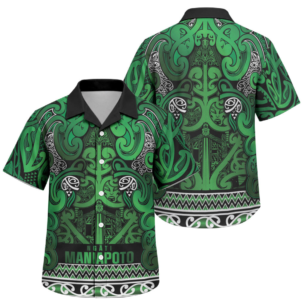 Aotearoa Iwi Ngati Maniapoto Family Matching Mermaid Dress and Hawaiian Shirt Maori Wharenui House Tribal Pattern