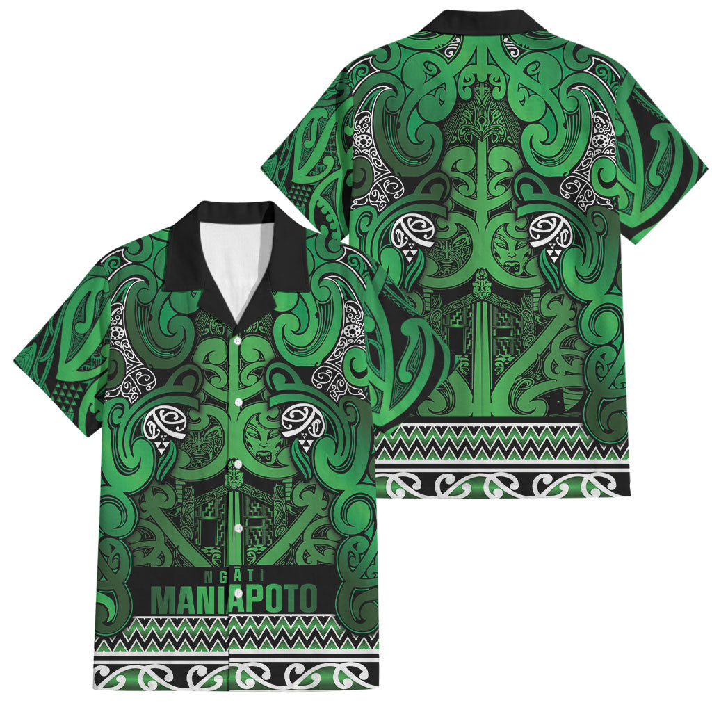 Aotearoa Iwi Ngati Maniapoto Family Matching Short Sleeve Bodycon Dress and Hawaiian Shirt Maori Wharenui House Tribal Pattern