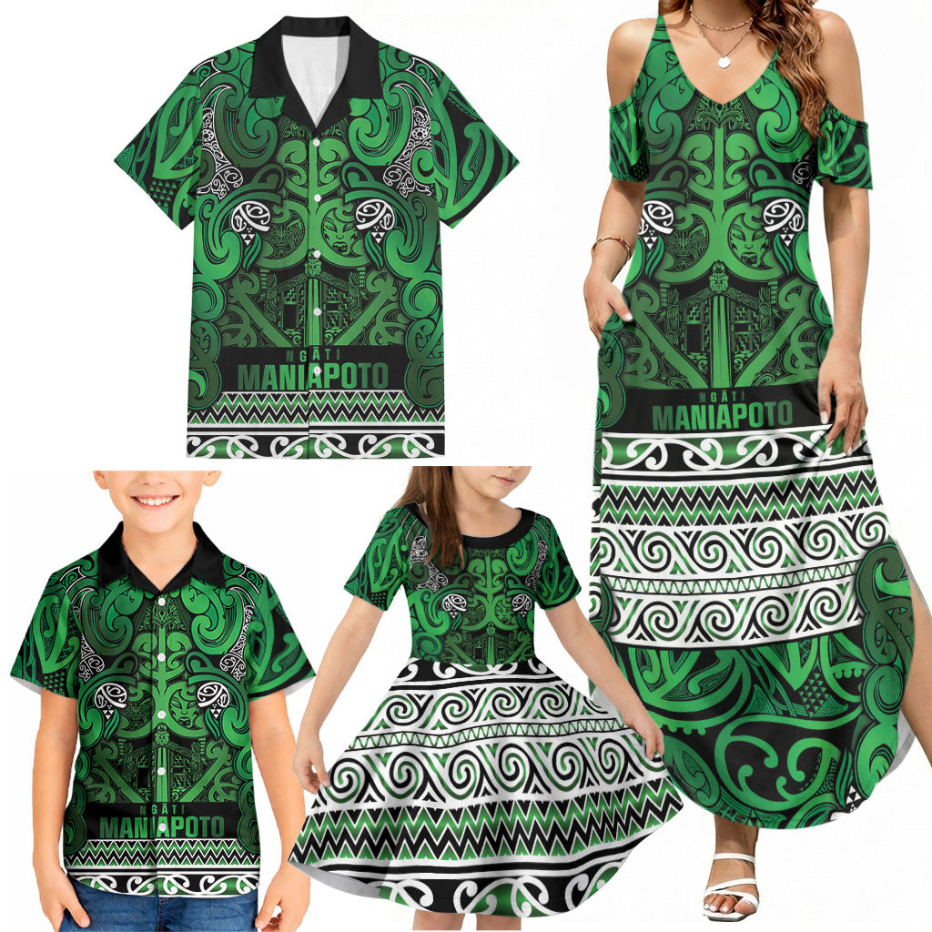 Aotearoa Iwi Ngati Maniapoto Family Matching Summer Maxi Dress and Hawaiian Shirt Maori Wharenui House Tribal Pattern LT9 - Polynesian Pride