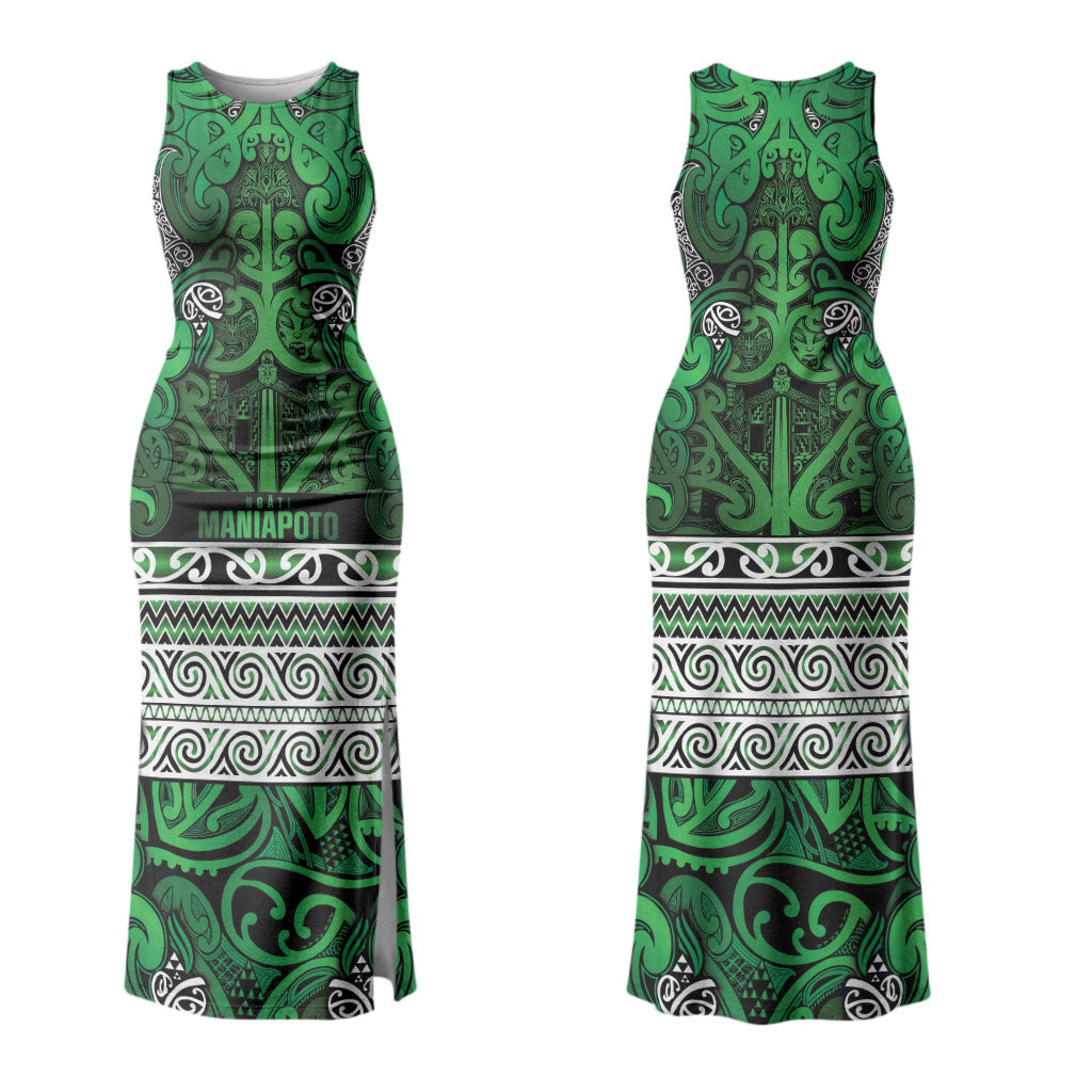 Aotearoa Iwi Ngati Maniapoto Family Matching Tank Maxi Dress and Hawaiian Shirt Maori Wharenui House Tribal Pattern