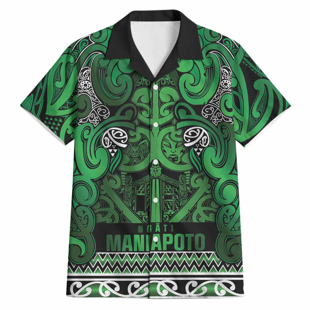 Aotearoa Iwi Ngati Maniapoto Hawaiian Shirt Maori Wharenui House Tribal Pattern LT9 Dark green - Polynesian Pride