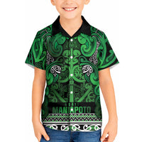 Aotearoa Iwi Ngati Maniapoto Kid Hawaiian Shirt Maori Wharenui House Tribal Pattern