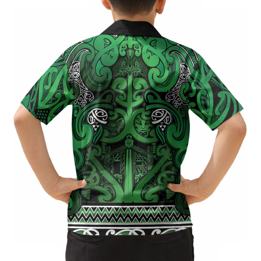 Aotearoa Iwi Ngati Maniapoto Kid Hawaiian Shirt Maori Wharenui House Tribal Pattern