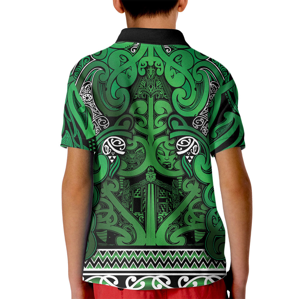 Aotearoa Iwi Ngati Maniapoto Kid Polo Shirt Maori Wharenui House Tribal Pattern