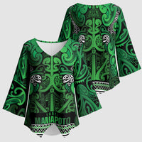 Aotearoa Iwi Ngati Maniapoto Kimono Sleeve Blouse Maori Wharenui House Tribal Pattern